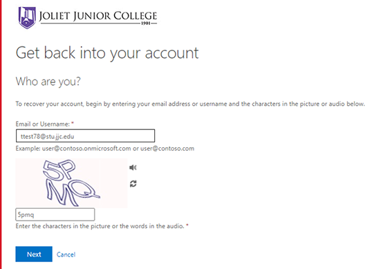 New Account Setup | Joliet Junior College